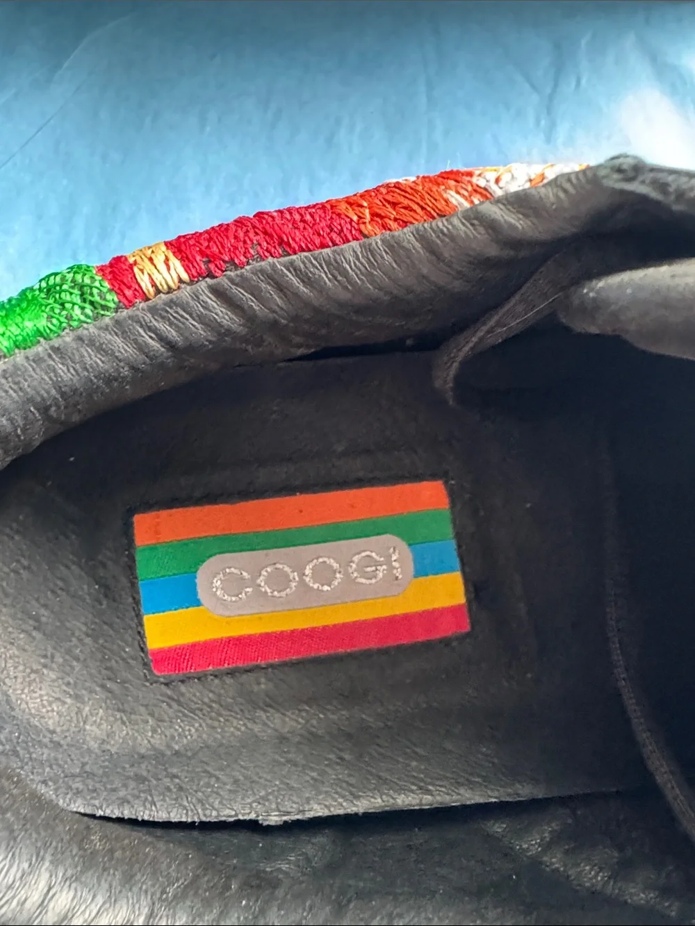 COOGI NWT Black Sneakers with Multicolor Woven Panels